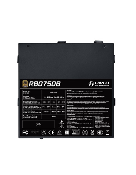 Power Supply, LIAN LI, RB PSU, ATX, 100 - 240 V, 750 W, G9P.RB0750B.B000.EU