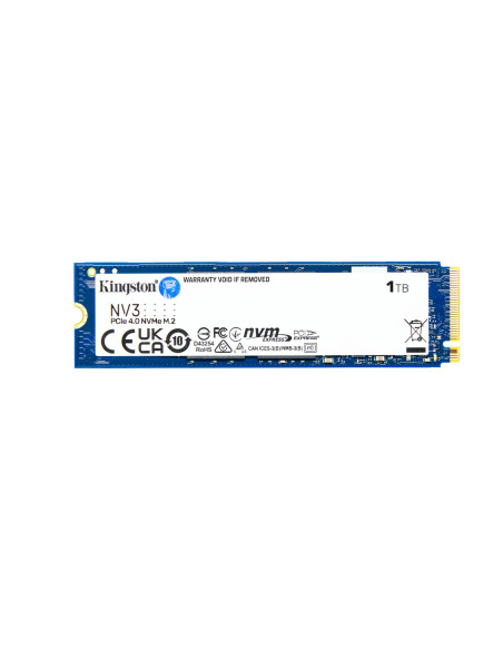 SSD, KINGSTON, NV3, 1TB, M.2, PCIE, NVMe, 3D NAND, Write speed 4000 MBytes/sec, Read speed 6000 MBytes/sec, TBW 320 TB, MTBF 20