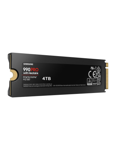 SSD, SAMSUNG, 990 PRO with Heatsink, 4TB, M.2, PCIe Gen4, NVMe, TLC, Write speed 6900 MBytes/sec, Read speed 7450 MBytes/sec, T