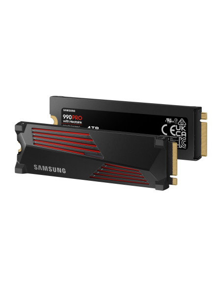 SSD, SAMSUNG, 990 PRO with Heatsink, 4TB, M.2, PCIe Gen4, NVMe, TLC, Write speed 6900 MBytes/sec, Read speed 7450 MBytes/sec, T