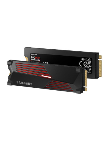 SSD, SAMSUNG, 990 PRO with Heatsink, 4TB, M.2, PCIe Gen4, NVMe, TLC, Write speed 6900 MBytes/sec, Read speed 7450 MBytes/sec, T