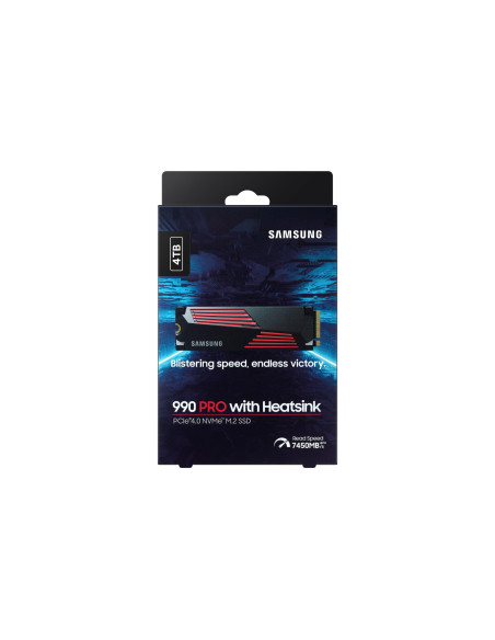 SSD, SAMSUNG, 990 PRO with Heatsink, 4TB, M.2, PCIe Gen4, NVMe, TLC, Write speed 6900 MBytes/sec, Read speed 7450 MBytes/sec, T