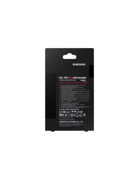 SSD, SAMSUNG, 990 PRO with Heatsink, 4TB, M.2, PCIe Gen4, NVMe, TLC, Write speed 6900 MBytes/sec, Read speed 7450 MBytes/sec, T