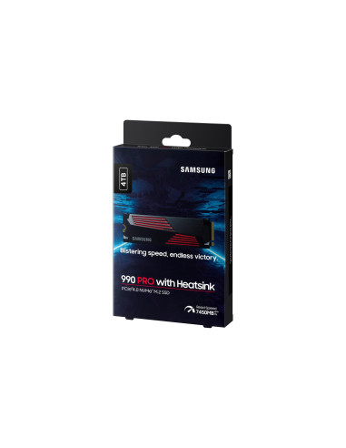SSD, SAMSUNG, 990 PRO with Heatsink, 4TB, M.2, PCIe Gen4, NVMe, TLC, Write speed 6900 MBytes/sec, Read speed 7450 MBytes/sec, T