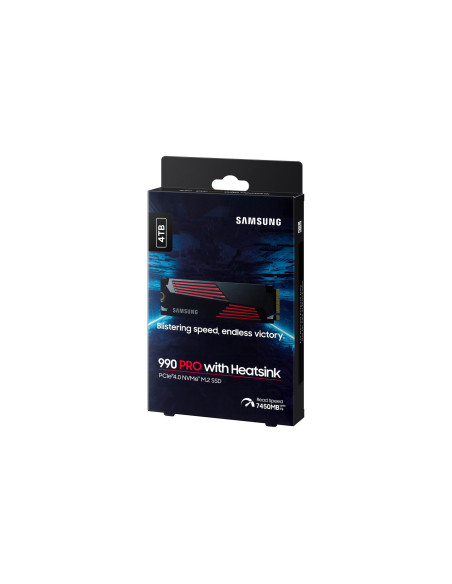 SSD, SAMSUNG, 990 PRO with Heatsink, 4TB, M.2, PCIe Gen4, NVMe, TLC, Write speed 6900 MBytes/sec, Read speed 7450 MBytes/sec, T