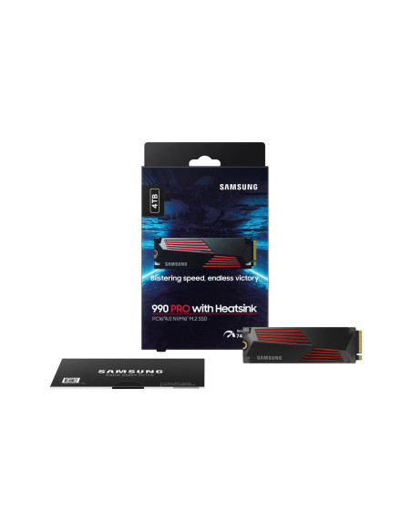 SSD, SAMSUNG, 990 PRO with Heatsink, 4TB, M.2, PCIe Gen4, NVMe, TLC, Write speed 6900 MBytes/sec, Read speed 7450 MBytes/sec, T