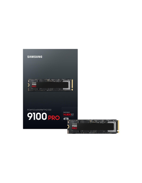 SSD, SAMSUNG, 9100 PRO, 4TB, M.2, PCIe Gen5, NVMe, TLC, Write speed 13400 MBytes/sec, Read speed 14800 MBytes/sec, 2.38mm, TBW 