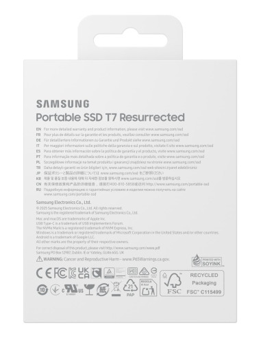 External SSD, SAMSUNG, Read speed 1050 MB/s, Write speed 1000 MB/s, 2000 GB, MU-PD2T0G/WW