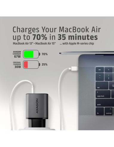 MOBILE CHARGER WALL USB 67W/GAN 2PORT ACU-PQ67 AXAGON