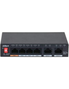 Switch, DAHUA, PFS3006-4GT-60, 6x1000Base-T, PoE ports 4, 60 Watts, PFS3006-4GT-60-V2