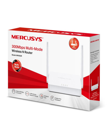 Wireless Router, MERCUSYS, Wi-Fi 4 (802.11n), Data speed 300 Mbit/s, Ethernet WAN Yes, WAN connection type RJ-45, Ethernet LAN 