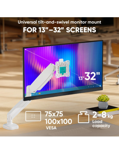 MONITOR ACC DESK MOUNT/13-32" WHITE G80-W ONKRON