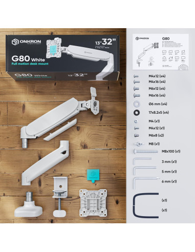 MONITOR ACC DESK MOUNT/13-32" WHITE G80-W ONKRON