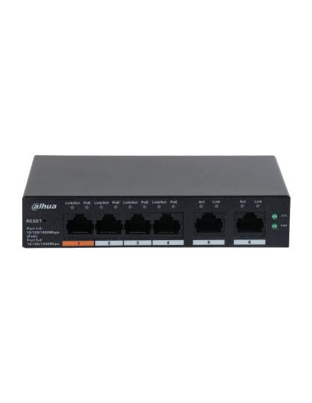 Switch, DAHUA, CS4006-4GT-60, Type L2, Desktop/pedestal, PoE ports 4, 60 Watts, DH-CS4006-4GT-60
