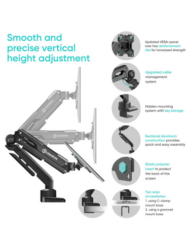 MONITOR ACC DESK MOUNT/13-34" BLACK G90-B ONKRON