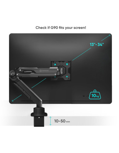 MONITOR ACC DESK MOUNT/13-34" BLACK G90-B ONKRON