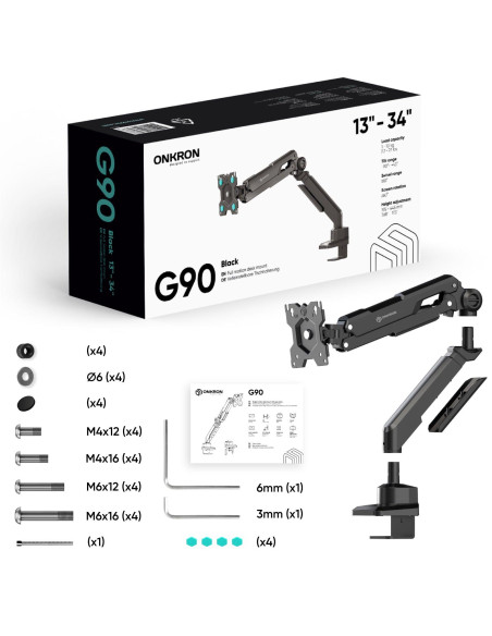 MONITOR ACC DESK MOUNT/13-34" BLACK G90-B ONKRON