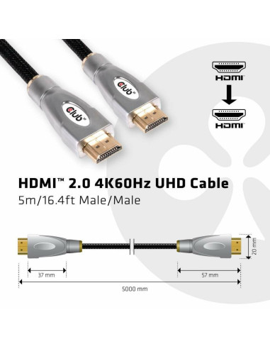 CABLE HDMI TO HDMI 5M/M/M CAC-2312 CLUB3D