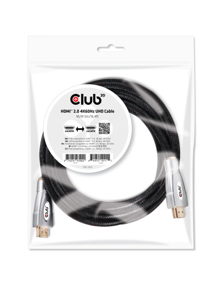 CABLE HDMI TO HDMI 5M/M/M CAC-2312 CLUB3D