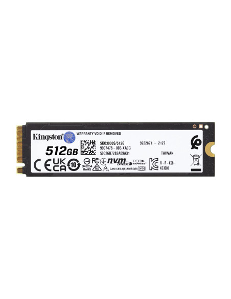 SSD, KINGSTON, KC3000, 512GB, M.2, NVMe, 3D TLC, Write speed 3900 MBytes/sec, Read speed 7000 MBytes/sec, TBW 400 TB, MTBF 1800