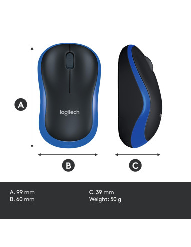 MOUSE USB OPTICAL WRL M185/BLUE 910-002239 LOGITECH