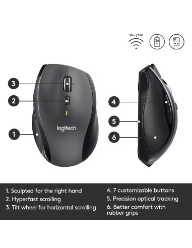MOUSE USB LASER WRL M705/BLACK 910-001949 LOGITECH