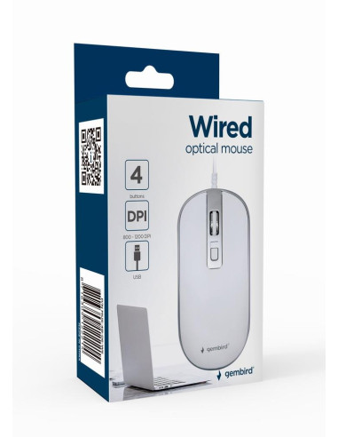 MOUSE USB OPTICAL WHITE/SILVER/MUS-4B-06-WS GEMBIRD