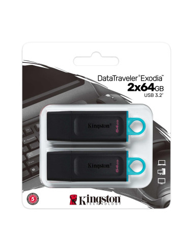 MEMORY DRIVE FLASH USB3.2/64GB DTX/64GB-2P KINGSTON