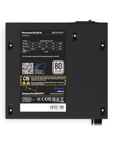 Power Supply, ENDORFY, Elementum E5 550 W, 550 Watts, Efficiency 80 PLUS, EY7A001
