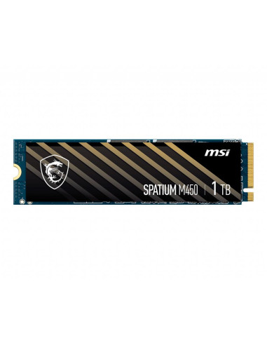 SSD, MSI, SPATIUM M450, 1TB, M.2, PCIe Gen4, NVMe, 3D NAND, Write speed 2400 MBytes/sec, Read speed 3400 MBytes/sec, 2.15mm, TB