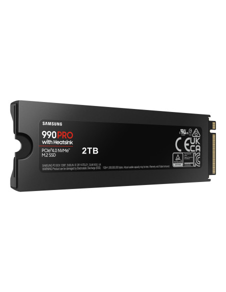 SSD, SAMSUNG, 990 PRO with Heatsink, 2TB, M.2, PCIE, NVMe, MLC, Write speed 6900 MBytes/sec, Read speed 7450 MBytes/sec, 2.3mm,