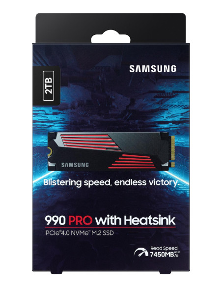 SSD, SAMSUNG, 990 PRO with Heatsink, 2TB, M.2, PCIE, NVMe, MLC, Write speed 6900 MBytes/sec, Read speed 7450 MBytes/sec, 2.3mm,