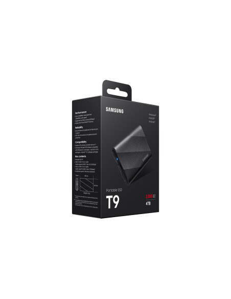 External SSD, SAMSUNG, T9, 4TB, USB 3.2, Write speed 2000 MBytes/sec, Read speed 2000 MBytes/sec, MU-PG4T0B/EU