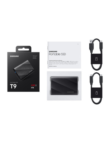 External SSD, SAMSUNG, T9, 4TB, USB 3.2, Write speed 2000 MBytes/sec, Read speed 2000 MBytes/sec, MU-PG4T0B/EU
