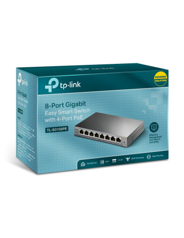Switch, TP-LINK, PoE ports 4, TL-SG108PE
