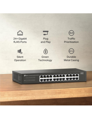 Switch, TP-LINK, Switch type Unmanaged, 24xRJ-45 ports, RJ-45 Ports Type Gigabit Ethernet (10/100/1000), LS1024G