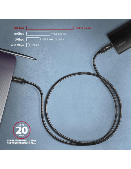 CABLE USB-C TO USB-C 2M 100W/BLACK BUCM32-CM20AB AXAGON