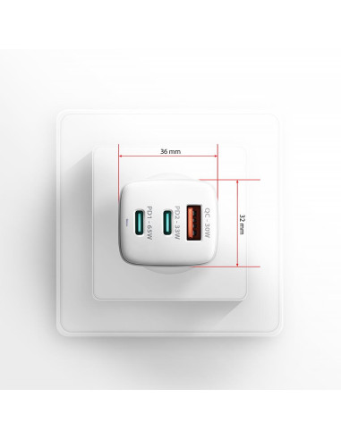 MOBILE CHARGER WALL USB 65W/GAN 3PORT ACU-DPQ65W AXAGON