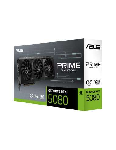 Graphics Card, ASUS, NVIDIA GeForce RTX 5080, 16 GB, GDDR7, 256 bit, PCIE 5.0 16x, 1xHDMI, 3xDisplayPort, PRIME-RTX5080-O16G