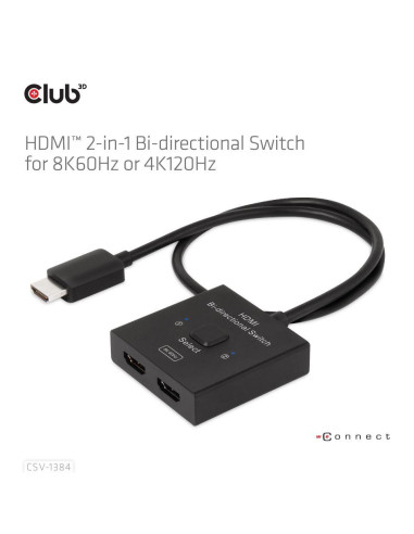 VIDEO SWITCH HDMI 2PORT/CSV-1384 CLUB3D