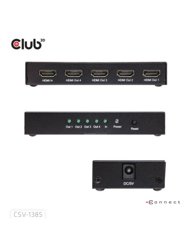 I/O VIDEO SPLITTER HDMI 4PORT/4K 120HZ CSV-1385 CLUB3D