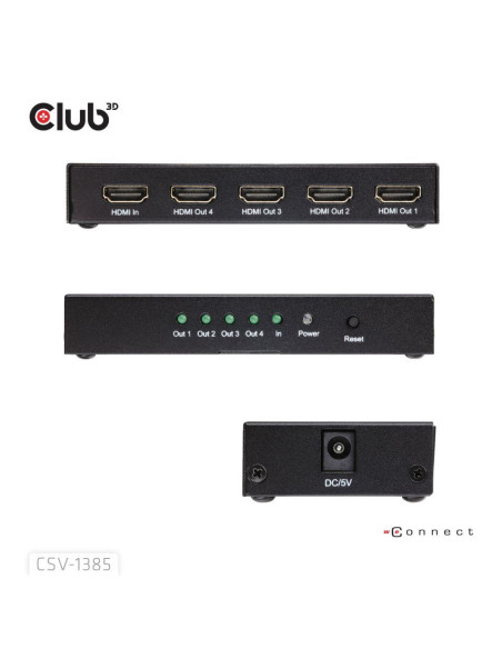 I/O VIDEO SPLITTER HDMI 4PORT/4K 120HZ CSV-1385 CLUB3D