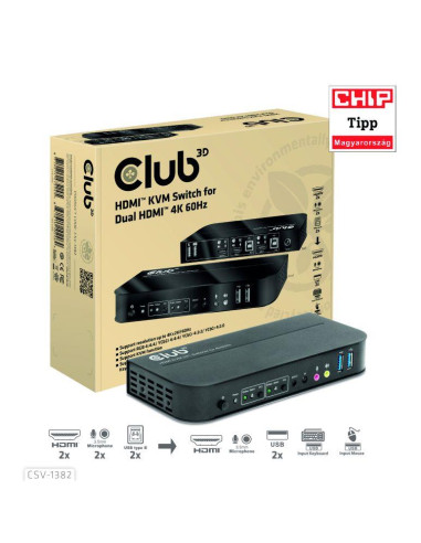 VIDEO SWITCH KVM HDMI 2PORT/CSV-1382 CLUB3D