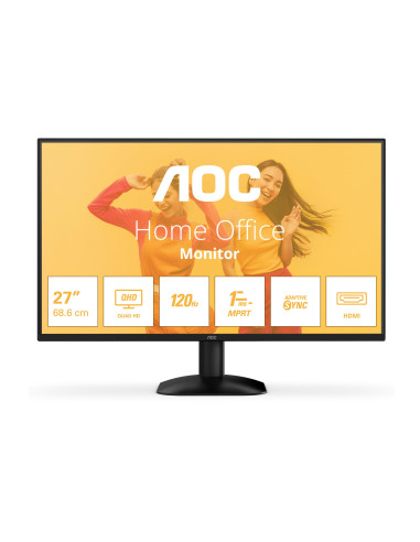 LCD Monitor, AOC, 27 ", 2560 x 1440 pixels, Quad HD, Native aspect ratio 16:9, LED, Flat, Q27B35S3