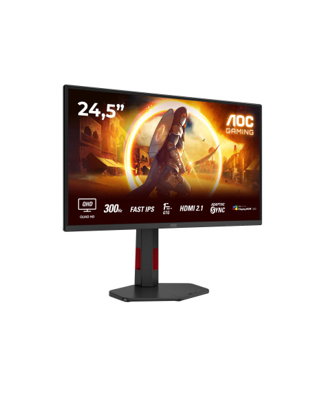 LCD Monitor, AOC, 24.5 ", 2560 x 1440 pixels, Quad HD, Native aspect ratio 16:9, LED, Flat, Q25G4SR