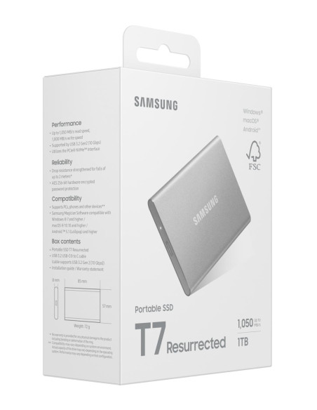 External SSD, SAMSUNG, Read speed 1050 MB/s, Write speed 1000 MB/s, 1000 GB, MU-PD1T0G/WW