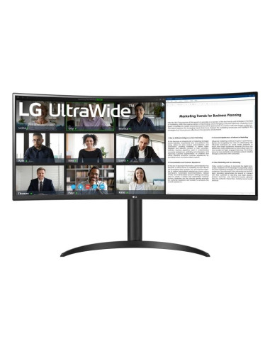 LCD Monitor, LG, 34WR55QK-B, 34", Business/Curved/21 : 9, Panel VA, 3440x1440, 21:9, 100Hz, 5 ms, Height adjustable, Tilt, Colo