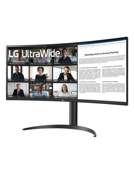 LCD Monitor, LG, 34WR55QK-B, 34", Business/Curved/21 : 9, Panel VA, 3440x1440, 21:9, 100Hz, 5 ms, Height adjustable, Tilt, Colo