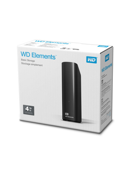External HDD, WESTERN DIGITAL, Elements Desktop, 4TB, USB 3.0, Black, WDBWLG0040HBK-EESN