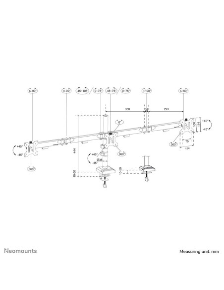 MONITOR ACC DESK MOUNT 10-27"/TRIPLE DS60-600BL3 NEOMOUNTS